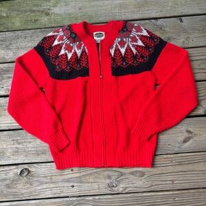 VTG ‘60s Zip Front Fair Isle Knit Cardigan